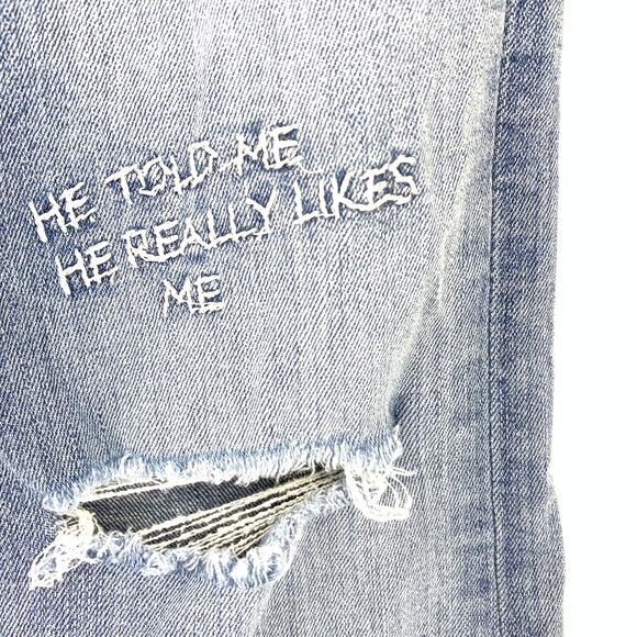 MM Vintage Jeans Women's Sz 26 Distressed Flare Crop Mid Rise Blue Five Pockets - Picture 7 of 8